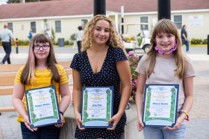 DNREC's 2021 Young Environmentalists, left to right, Maggie Wieber, Julia Rial and Rowan Smith