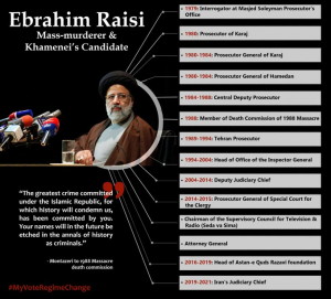 June 16, 2021 - Ebrahim Raisi, a member of the 1988 Massacre’s “Death Commission” assigned as the highest judicial position within the regime.