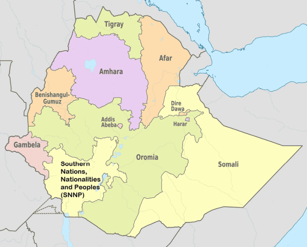 Карта Эфиопии Бедственное положение амхара в Эфиопии поднято в Организации Объединенных Наций